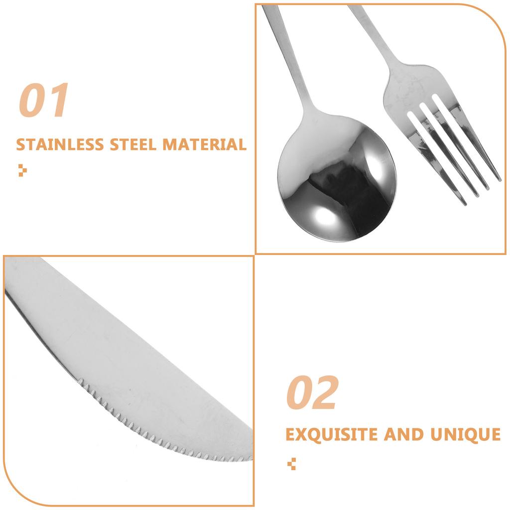6 Sets Stainless Steel Dinnerware Steak Western Food Flatware Forks Spoons Cutters Reusable Utensil Set for Family Dinners Party