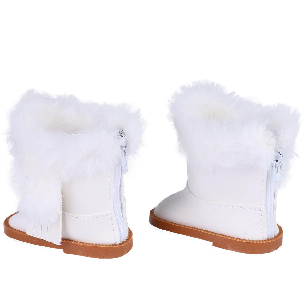 1 Pair Mini Doll Shoes Plush Winter Snow Boots Dolls Accessories for 18 Inch Dolls (White)