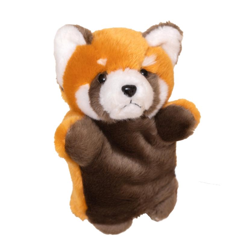 

Stuffed Plush Animals Toys Hand Finger Story Puppet Kawaii Dolls Educational Baby Toys Red Panda Children GIft 25cm кавовий