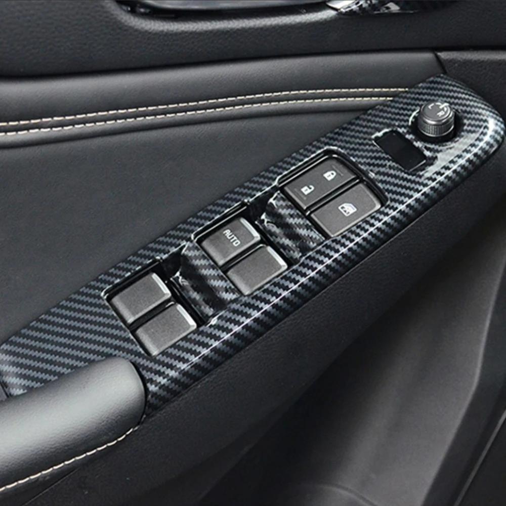4Pcs Carbon Fiber Car Door Armrest Window Lift Panel Cover Sticker Trim for Isuzu D-Max Dmax 2021 2022 2023 LHD Accessories