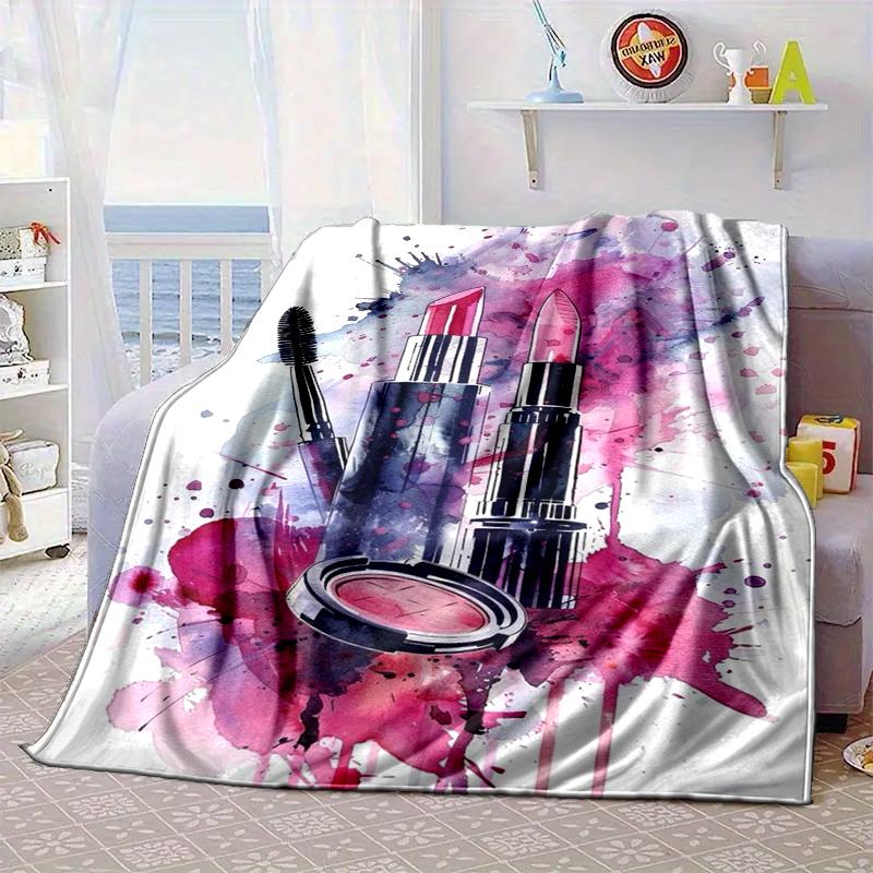 Colorful Lipstick Collection Blanket Flannel Blanket for bed, sofa, Camping, Hiking, Picnic Essentials, gift for family Fan gifts