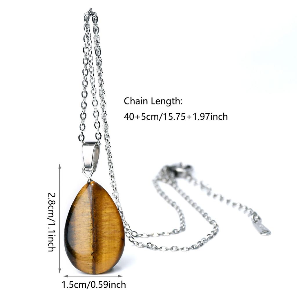 1pc Fashion Natural Stone Amethyst Rose Quartz Water Drop Pendant Necklace Bohemian Women's Elegant Festival Party Jewelry