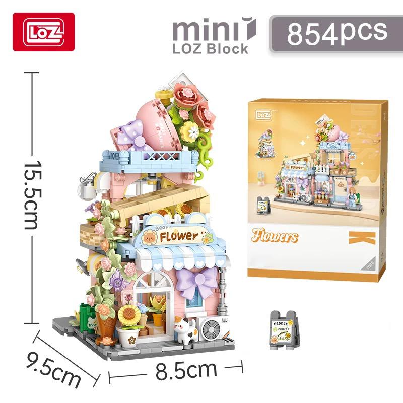 

LOZ-4801 Складной Вид Улицы Медведь Такояки Деревянный дом Цветочная Мастерская здание модель дома детские строительные блоки игрушка