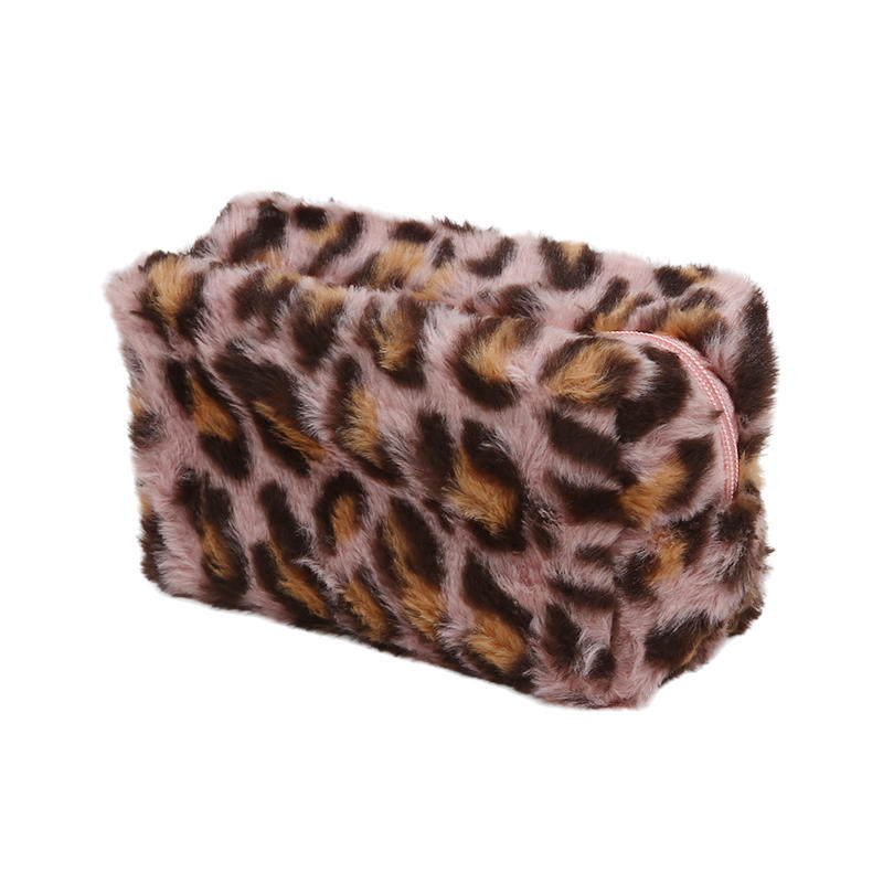 Leopard Fur Makeup Bags for Women Soft Travel Cosmetic Bag Organizer Case Lady Girls Make Up Case Necessaries Handbags Case