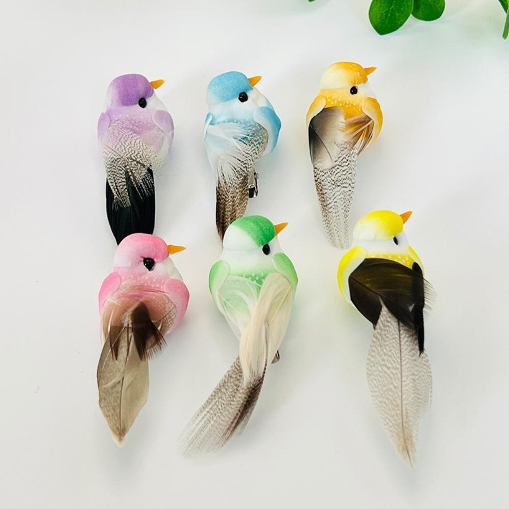 6pcs Colorful Artificial Foam Birds DIY Craft Fake Bird Cute Model Birds Home Ornament