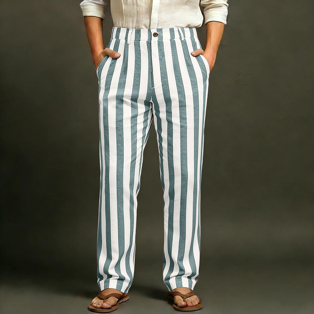 Men's Sporty Casual Striped Elastic Waist Straight Leg Pants