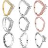 S925 Silver Ring Women Crown Geometric Zircon Inlaid Shiny Band Fashion Jewelry Engagement Wedding Party Luxury Gift Trendy
