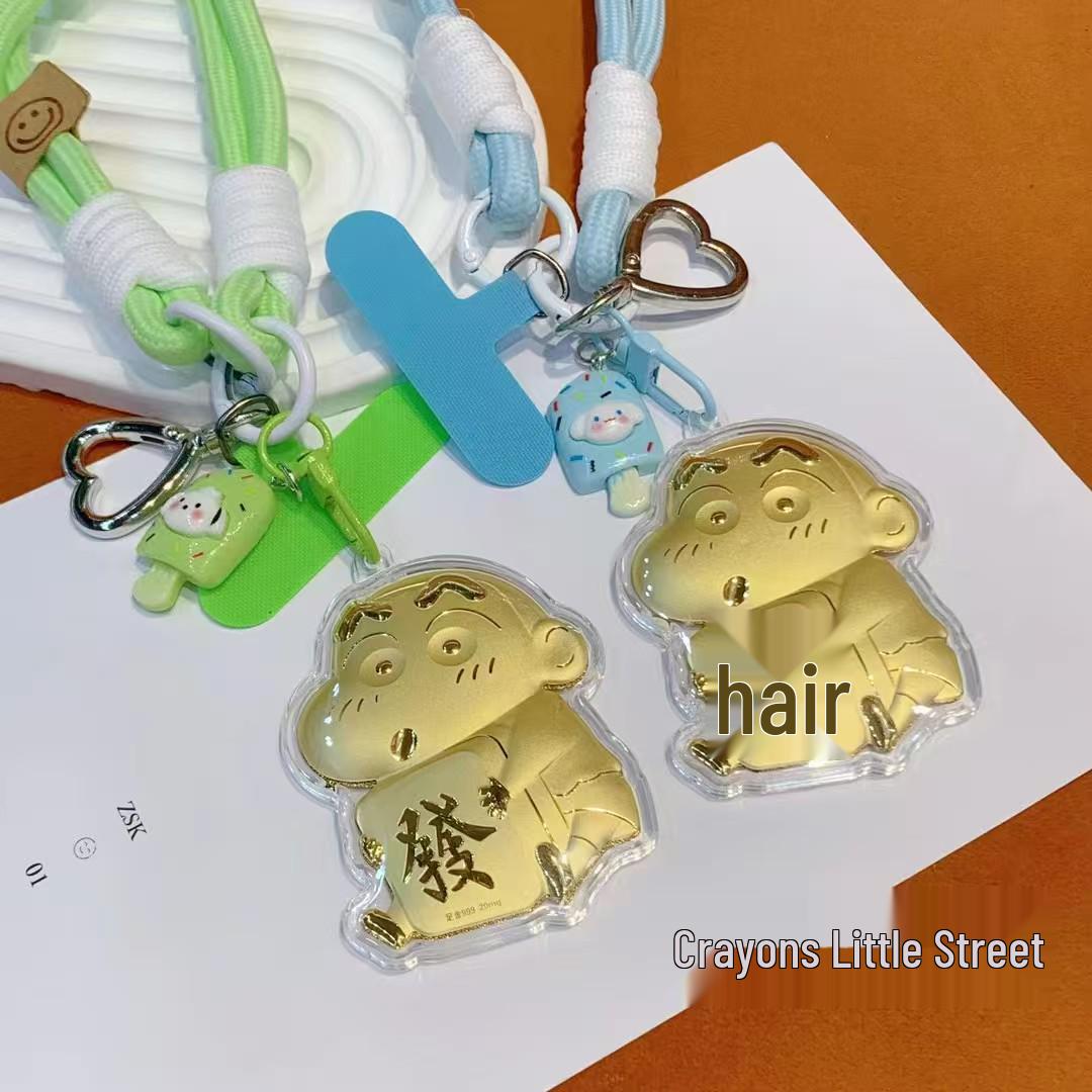999 Pure Gold Shin-chan Pendant Phone Case Keychain - Cute Trendy Gift
