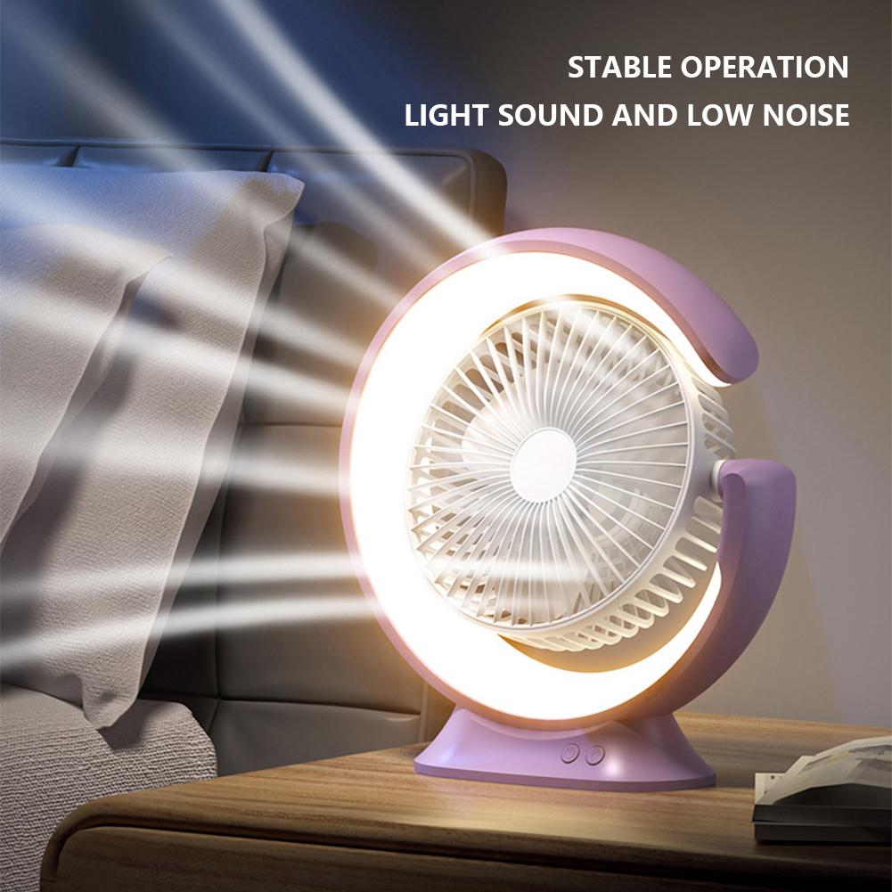 

USB Rotating Desk Fan Table Lamp 90° Rotation Adjustment 3Gear Lighting Electric Fan Portable Cooling Fan 3Speed Mini Table