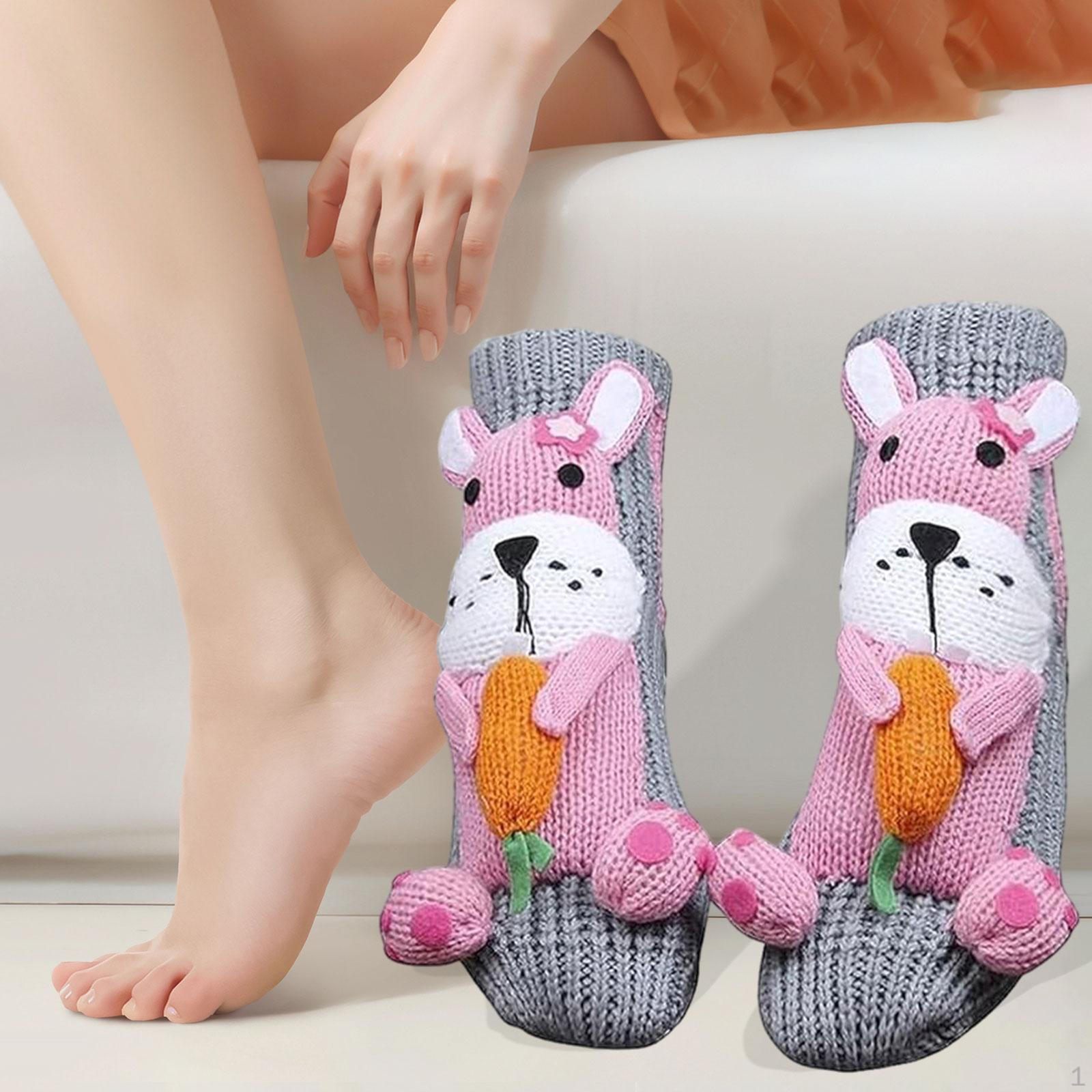 

Животные Носки Рождественские Подарки Повседневные Мягкие Толстые Средней Длины для Гостиной Gray Bunny