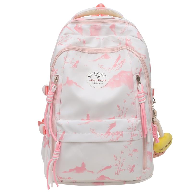 

Студенческий школьный рюкзак женский большой вместимости с принтом рюкзак для учеников начальной школы с третьего по шестой класс розовый