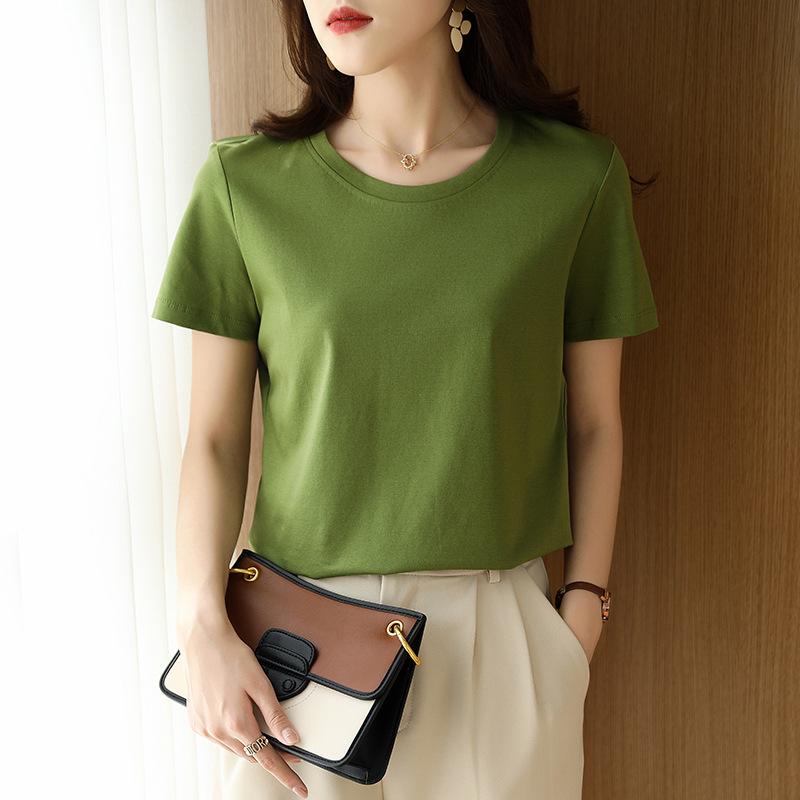 

Летняя новинка Футболка с короткими рукавамиБазовый слойЖенский внутренний топ 3XL зелёный