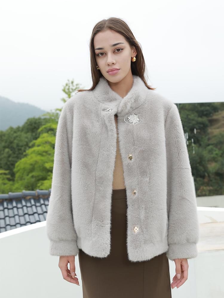 Super Warm Women's Fur One Piece Jacket Environmentally Friendly Cozy Winter Wear