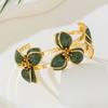 Temperament Color Enamel Drop Flower Jewelry Set for Women Gold Plated Petal Clavicle Necklace Earrings Girls Party Charm Decor