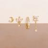 4PCS Zircon Star Moon Flower Small Hoop Earrings Set For Women Stainless Steel Huggies Pendant Piercing Earrings Jewelry Aretes