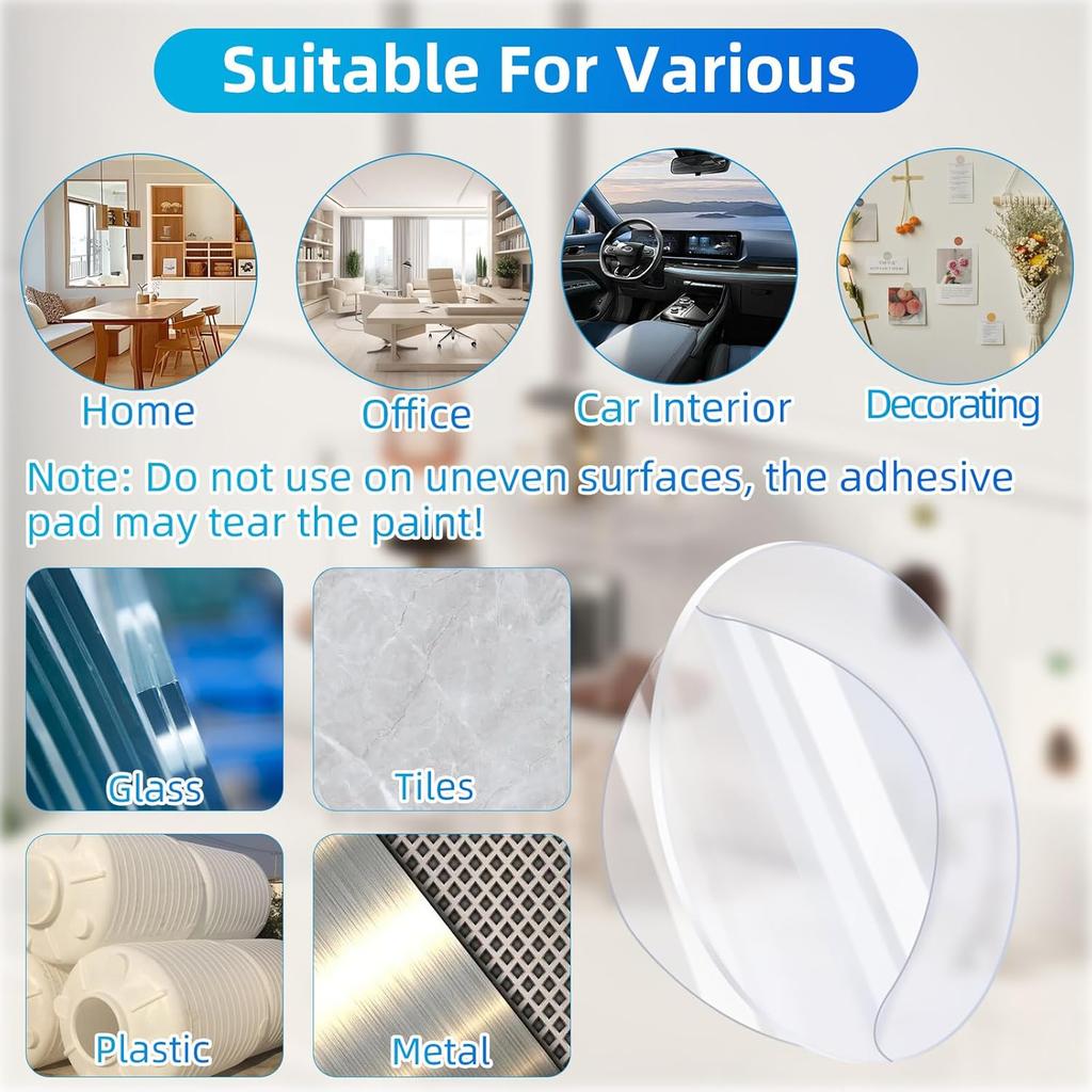 10PCS Heavy Duty Double Sided Adhesive Mounting Circle Tape- Waterproof,Strong Adhesion,Clear, High Strength,No Residue Removability for Hanging,Wall