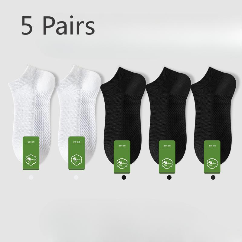 

5 пар мужских летних тонких носков из чистого хлопка, впитывающих пот, дезодорирующих, сетчатых, коротких, хлопковых: 5 Pairs