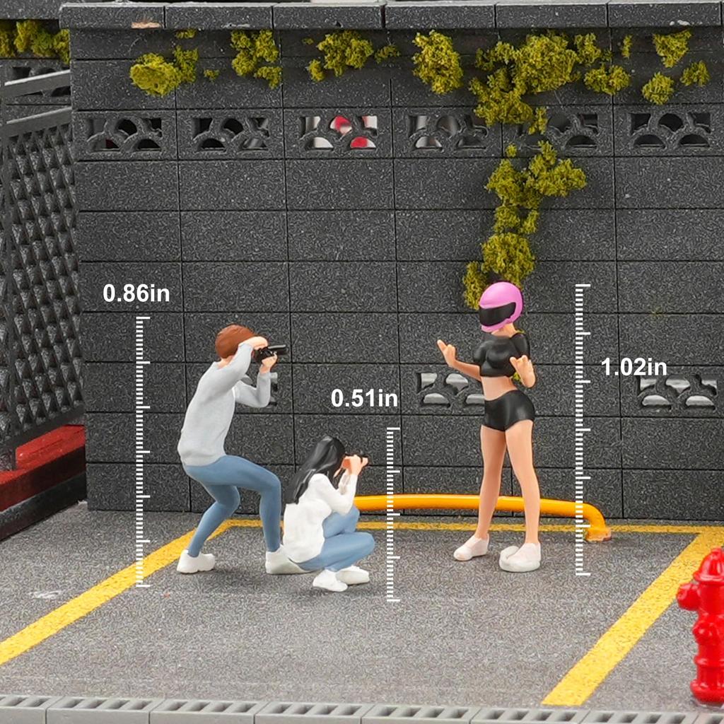 Shoucangjia 164 Resin Figure Model, Architectural Model and Miniature Landscape Decoration DIY, Pre-painted Figure (Photographer and Model) (Photo