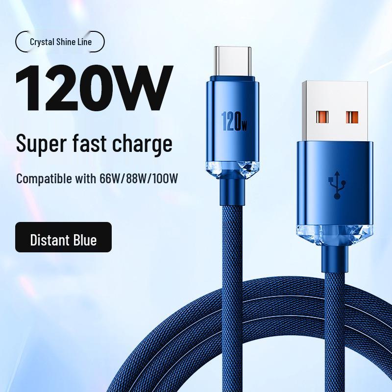 Crystal Shine 120W Typ-C Schnellladekabel für Huawei, Honor, Vivo, OPPO Geräte