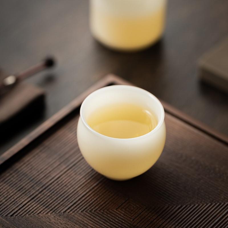 Pure Jade Porcelain Bamboo Joint Teacup Luxury Tea Bowl Water Jug Tea-tasting Smelling Cup Chazhan Master Cups Teaset Ornaments