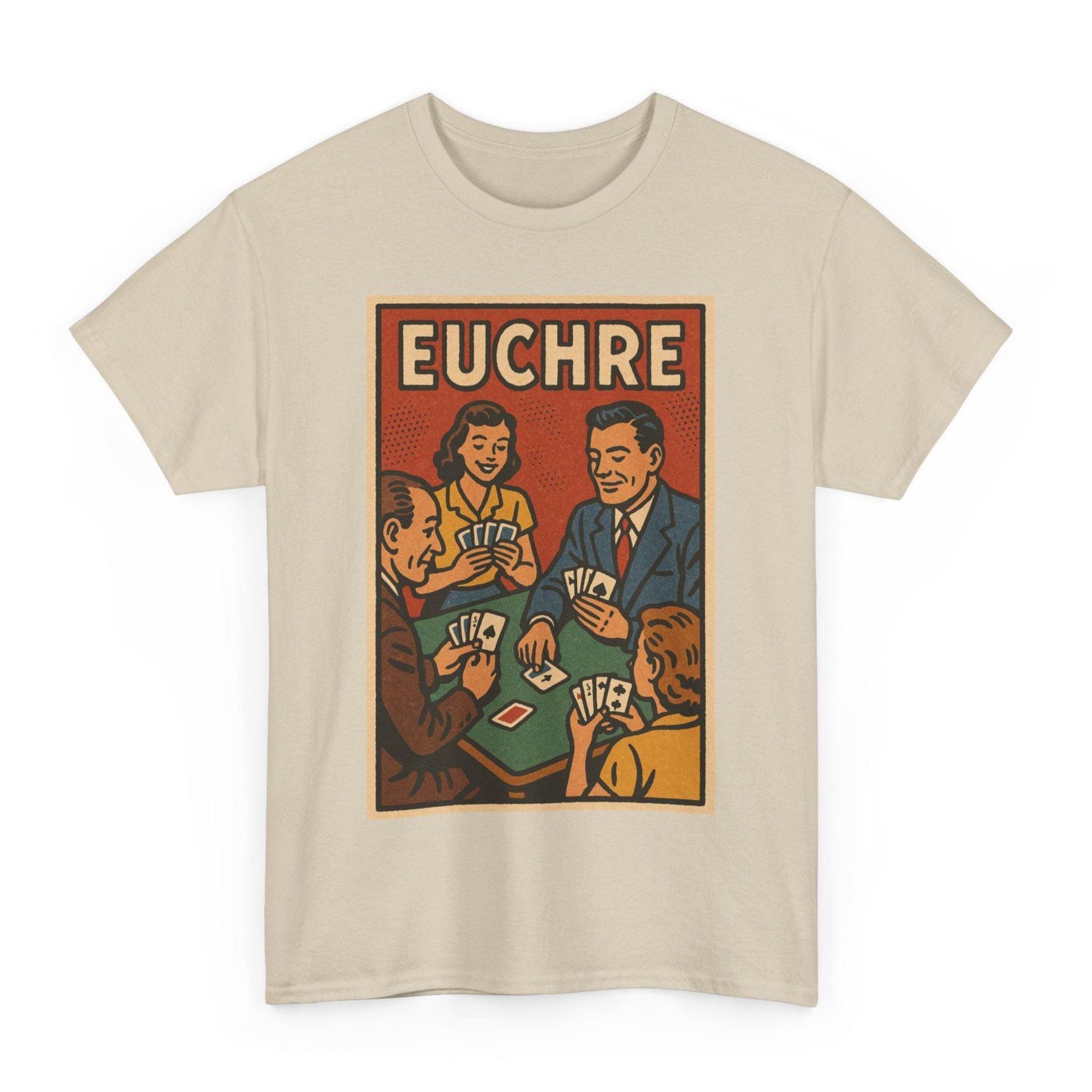 Euchre T-Shirt: Retro Comic Card Game, Midwest Humor M