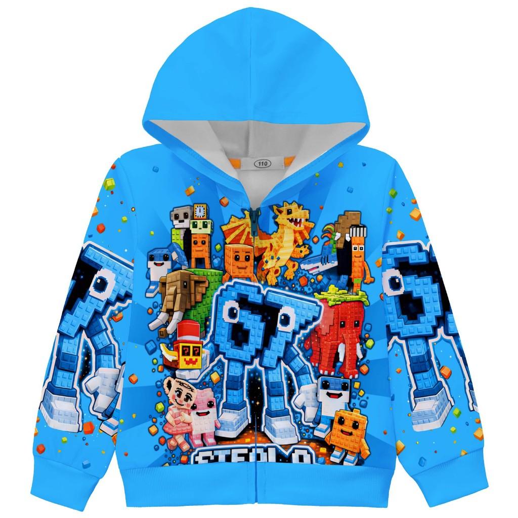 Kids Boys Girls Steal a Brainrot 67 Printed Long Sleeves Zipper Hooded Jacket Coat