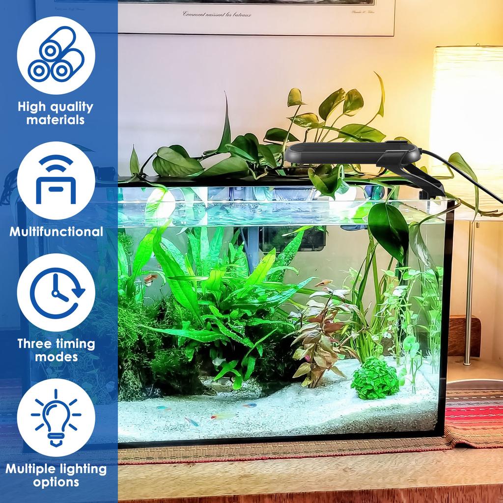 USB Aquarium Light Adjustable LED Waterproof Clip-on Lamp with Remote Control Aquatic Plant Lighting Light For Fish Tank