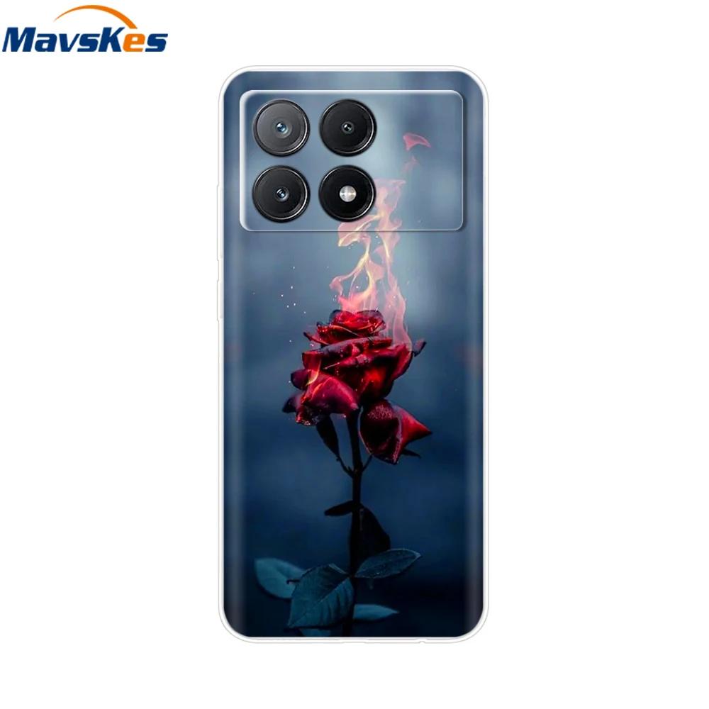 For Xiaomi Poco X6 Pro Case TPU Soft Painted Phone Cases For Xiomi Poco X6 PocoX6 Pro 5G Silicone Cover Flower Fundas Protective