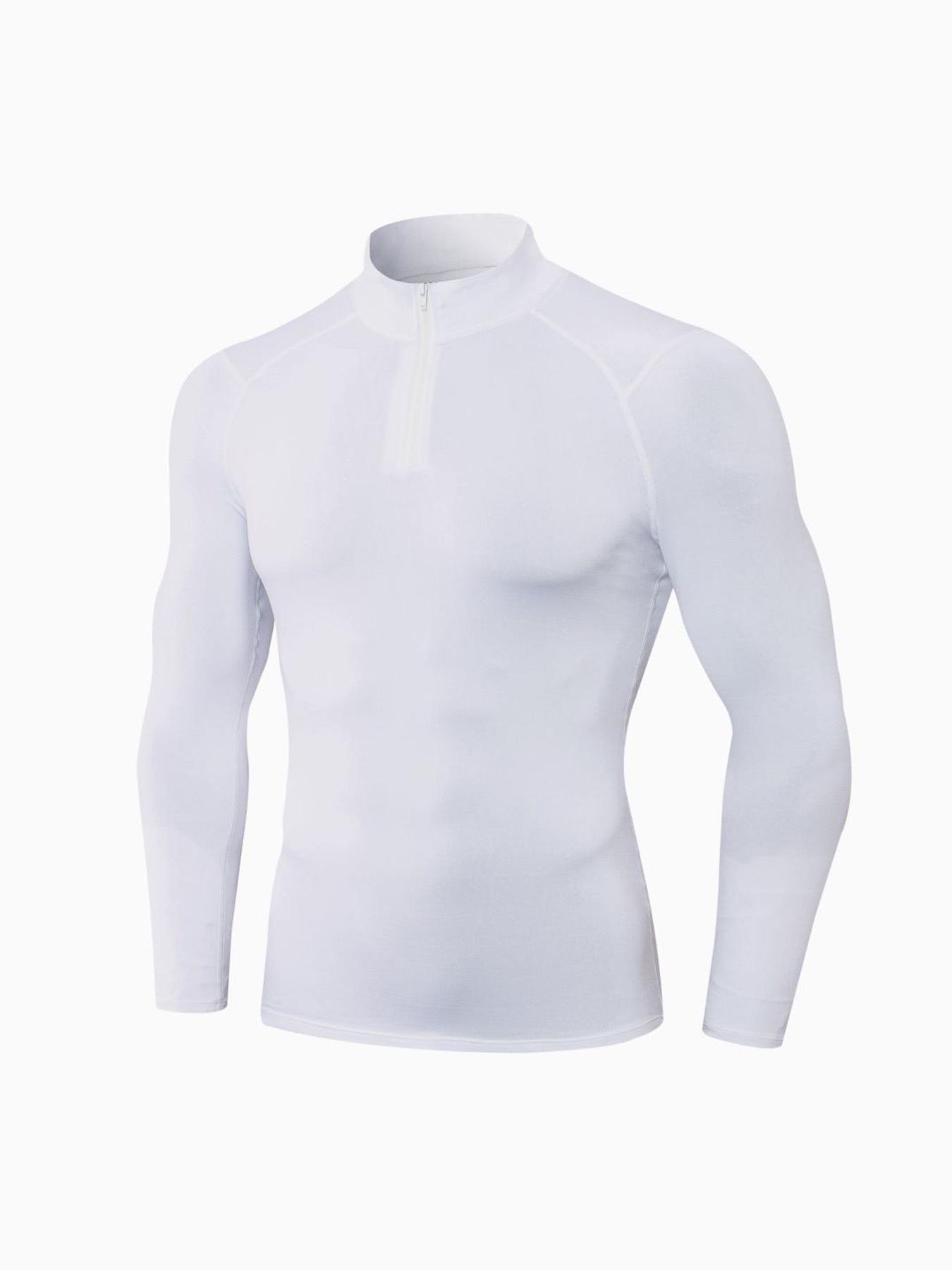 

Мужской осенне-зимний спортивный фитнес с воротником-стойкой, облегающий, с длинным рукавом Extra Small белый