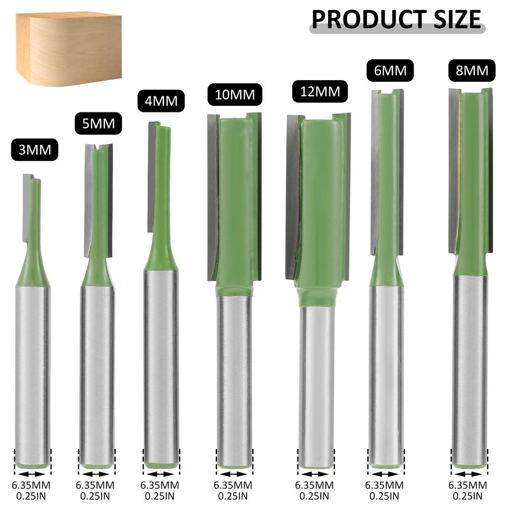 3-12mm Flush Trim Router Bit 2Flute Clean Straight Bit Woodworking MIlling Cutter Ball Nose End Mill Round TType Slotting Cutter