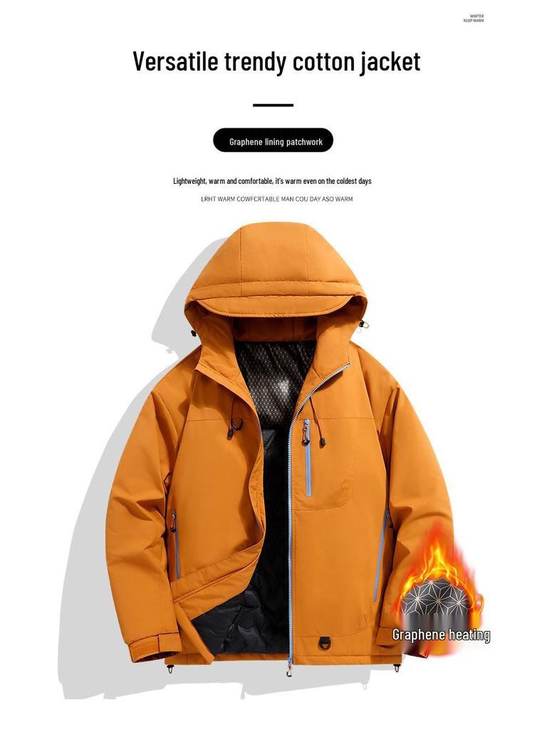 Unisex Windproof & Waterproof Hooded Mountaineering Jacket - Thickened Cotton with Fleece for Warmth