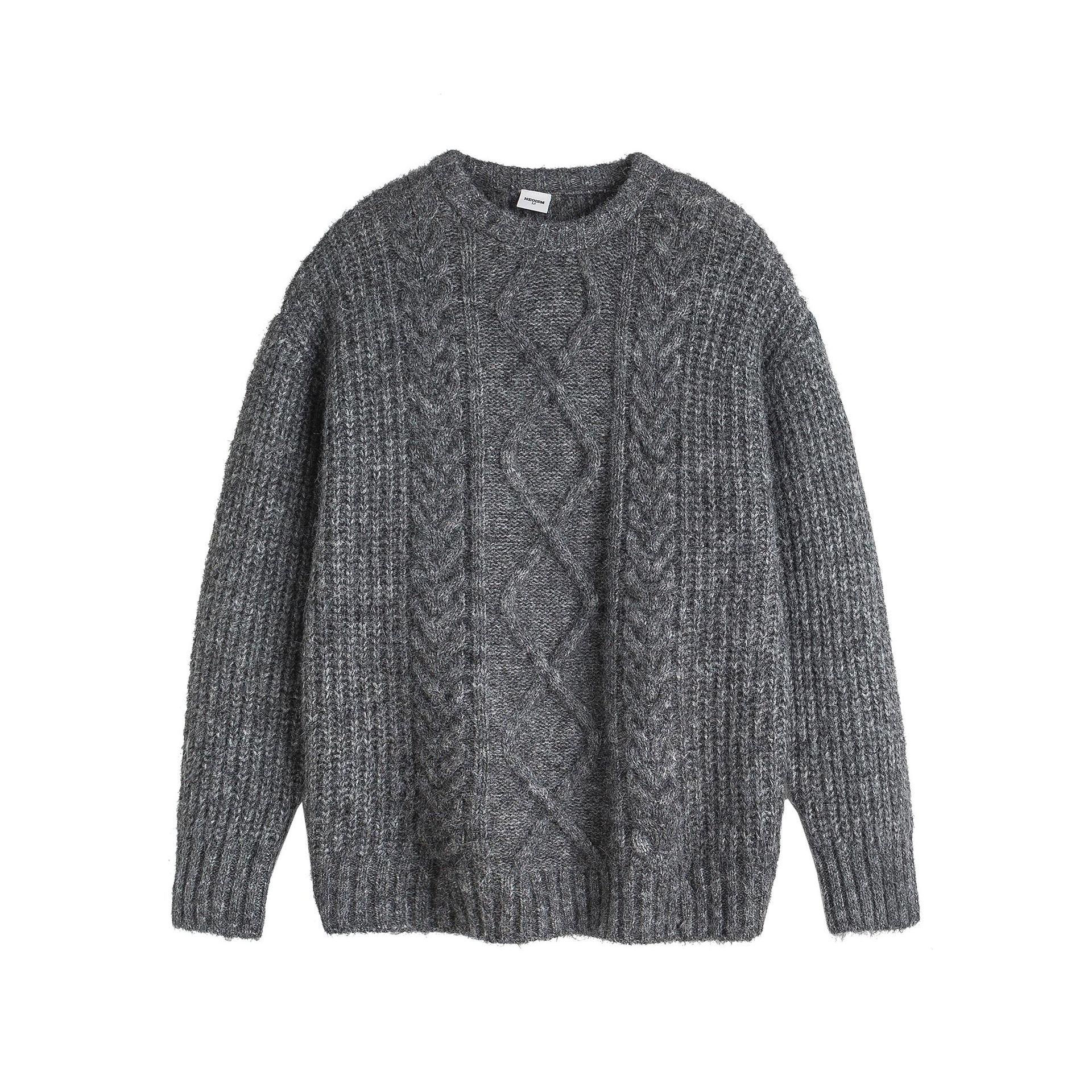 Men s Retro Argyle Cable Knit Sweater - Autumn/Winter Unisex Style L