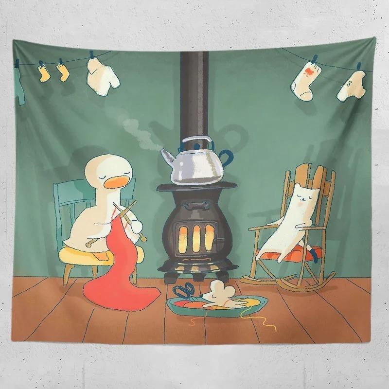 Cartoon Duck Decorative Tapestry Home Wall Living Room Office Decorative Tapestry
