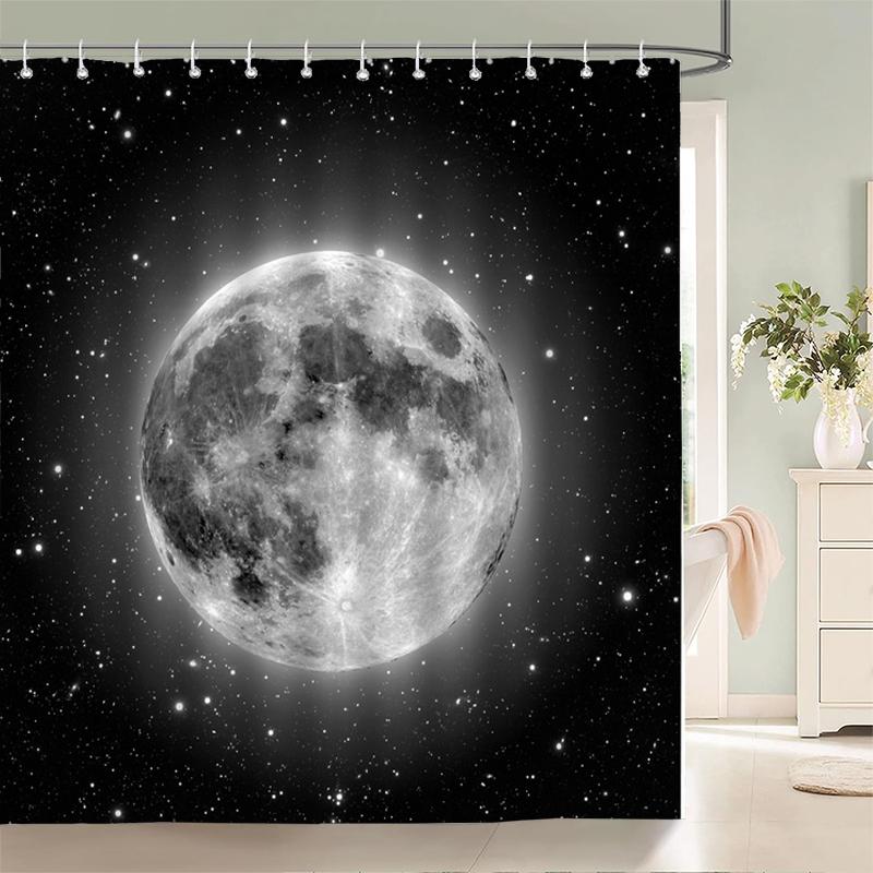 Earth Universe Starry Sky Shower Curtain Bathroom Decoration Waterproof Polyester Cloth Landscape Night Shower Curtains Set Mat