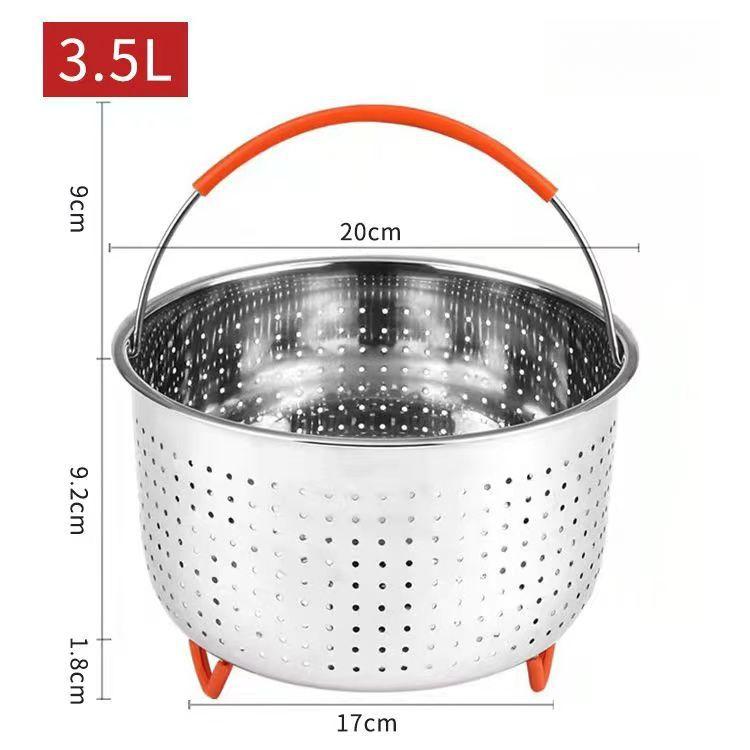 304 Stainless Steel Rice Steaming Basket, Vegetable Washing Basket, Drain Device, Pressure Cooker, Steaming Basket with Food Grade Silicone Handle