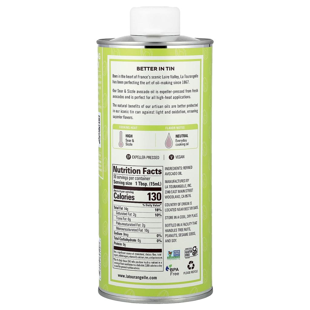 La Tourangelle, Shea & Sizzle Avocado Oil, 750ml (25.4 fl oz)