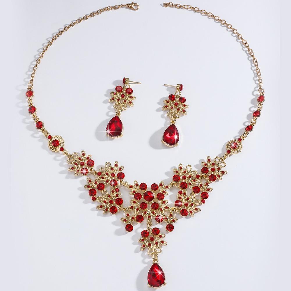 

Преувеличенный набор украшений из стразов Кристалл Женские украшения Винтажные серьги Набор ожерелий Свадебный Style A