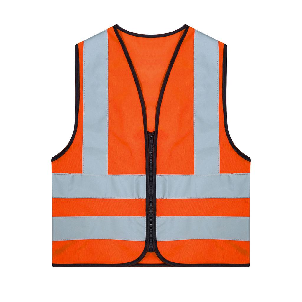 Unisex Kids Safety Vest Sleeveless Zipper Front High Visibility Reflective Design Volunteer Activities