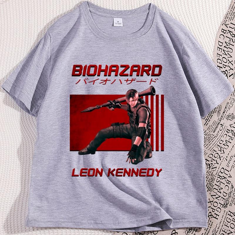 Retro Leon Kennedy Tshirts Women Graphic T Shirts Casual Printed Short Sleeve Tshirt Cotton Comfortable Round Neck Tees Tops