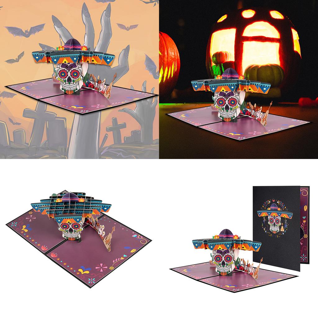 Halloween Skeleton Popup 3D Greeting Card Festival Gifts Postcard Handmade Festives Decoration for Holiday Celebration