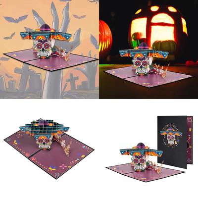 Halloween Skeleton Popup 3D Greeting Card Festival Gifts Postcard Handmade Festives Decoration for Holiday Celebration