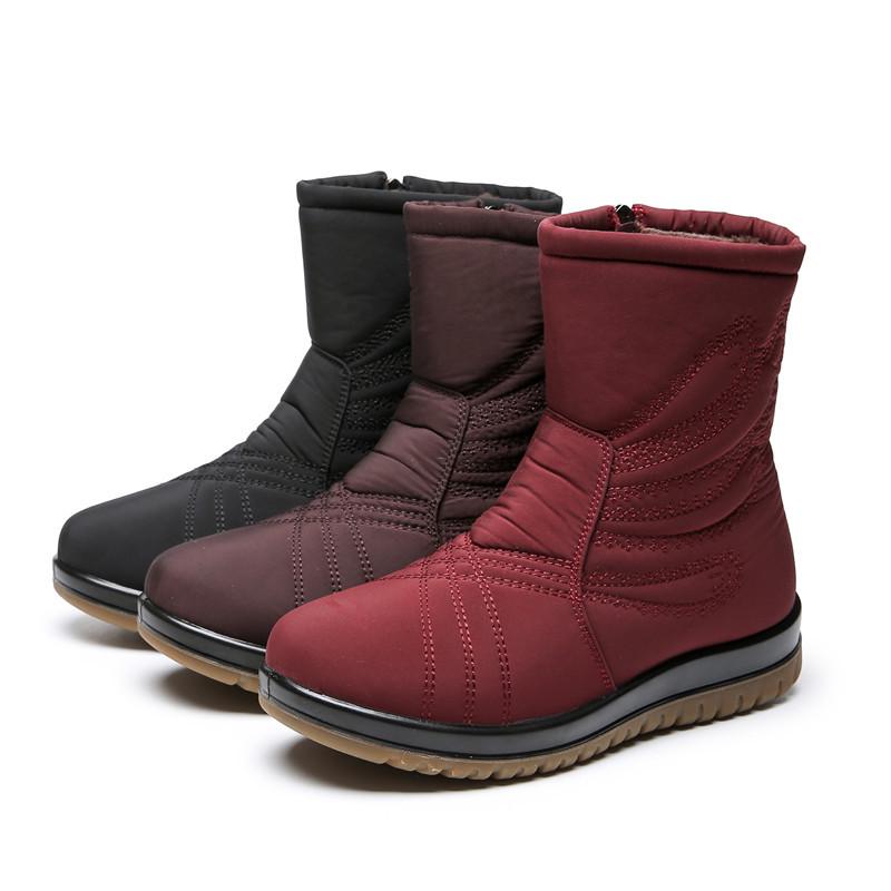 Damskie wodoodporne antypoślizgowe buty śnieżne: Plus aksamit zapewniający ciepło, idealny dla osób w średnim i starszym wieku.