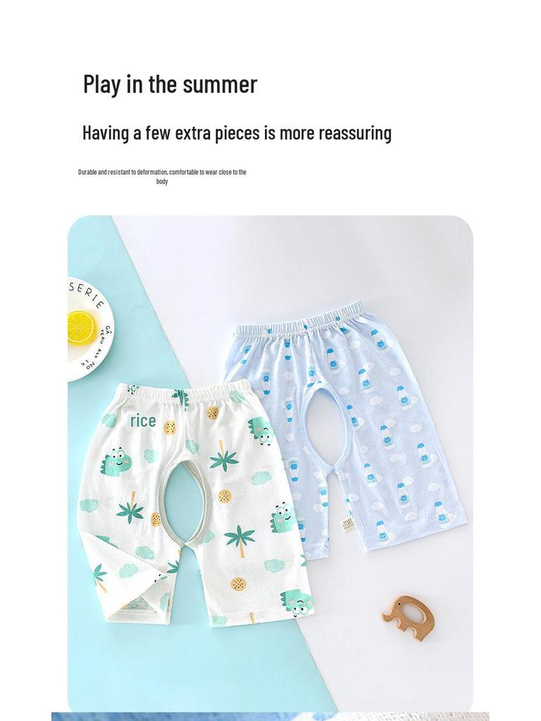 Baby Cotton Cartoon Open-Crotch Pants for Potty Training - Cool & Cute Summer Style for Infants & Toddlers