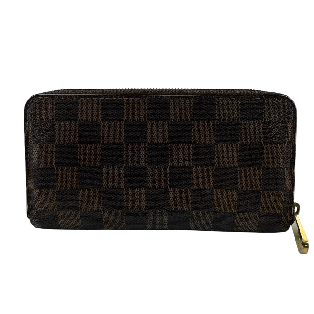 LOUIS VUITTON N60015 Damier leather Zippy wallet Purse Brown leather Used