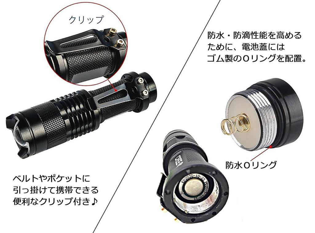 Orutech LED Handheld Flashlight Mini Flashlight with CREE and Zoom Focus Set of Red Ultra-Compact (Portable Ultra-Bright Chips, Waterproof, Function)