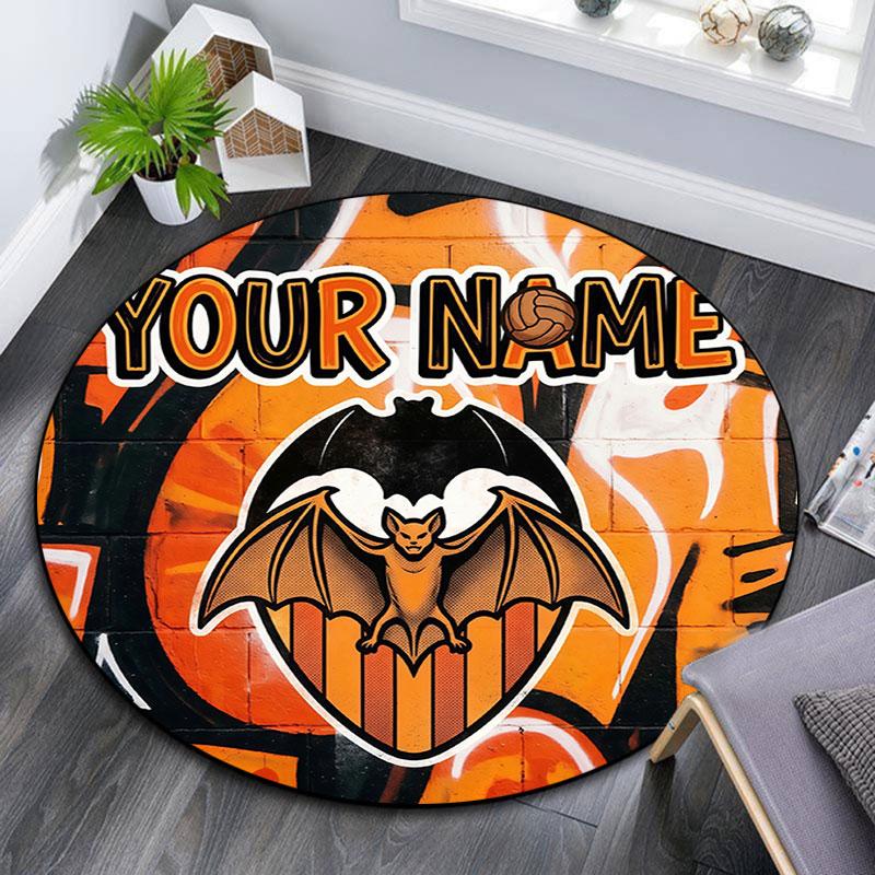 Custom Name,Valencia CF pattern round rug,Carpet Rug for Living Room Bedroom Playroom ,Non-slip Floor Mat,Holiday Gifts and Birthday Gifts.