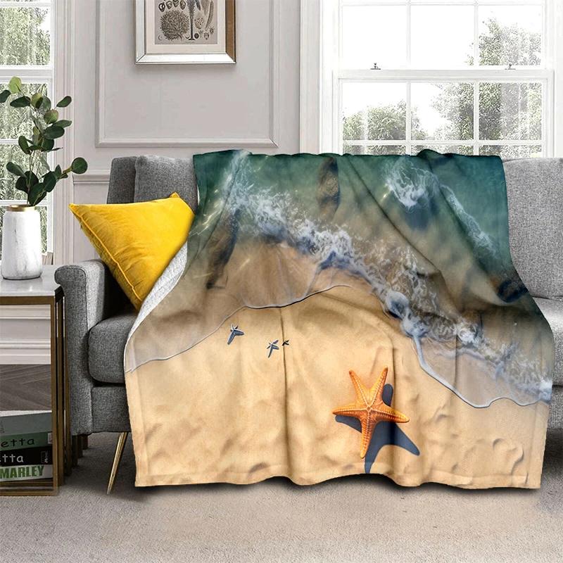 3D Starfish Beach 29 Style Shell Sea Star Sand Cartoon Blanket,Soft Throw Blanket for Home Bedroom Bed Sofa Picnic Office Cover
