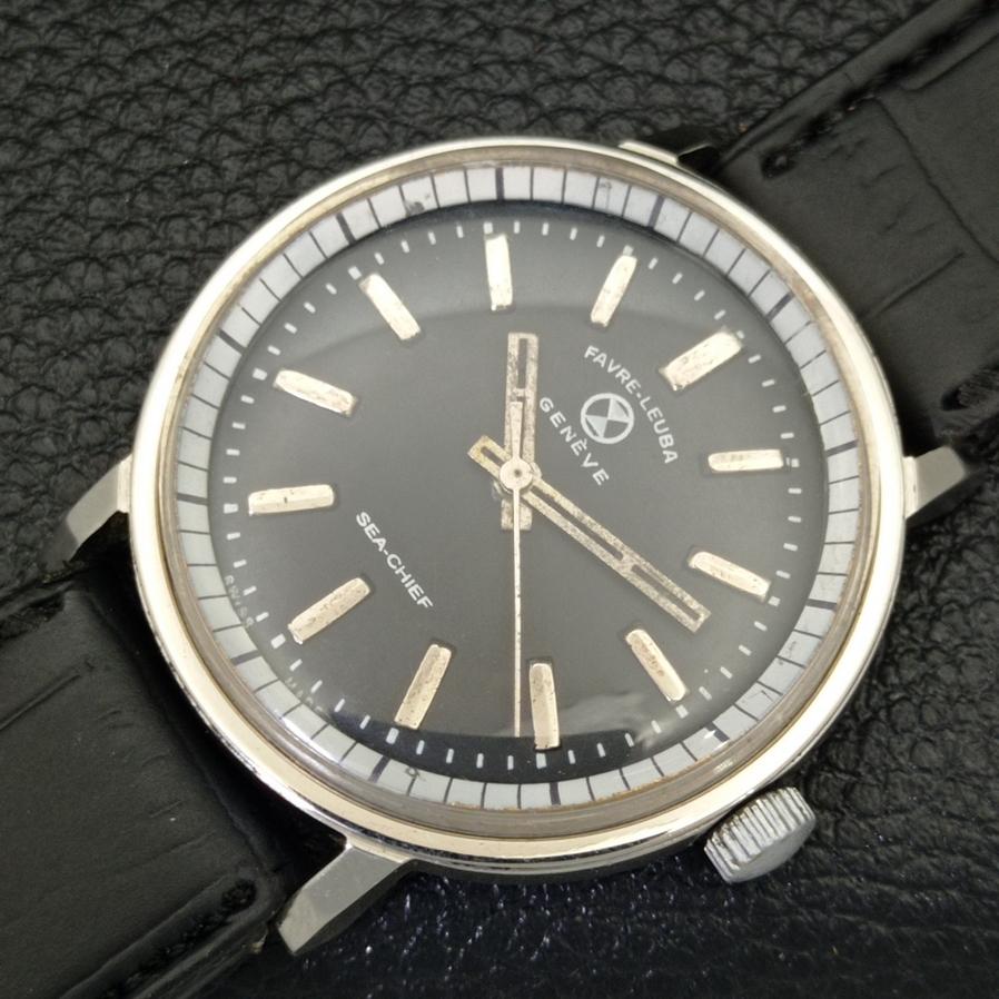 USED FAVRE LEUBA GENEVE SEA CHIEF 253 SWISS MENS BLACK DIAL WATCH a427713-2 R1054-a427713