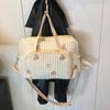 Fashionable Storage Pouch Case Large Bear/Flower Embroidery Mother Bag Portable Handbag with Multi Function Pockets