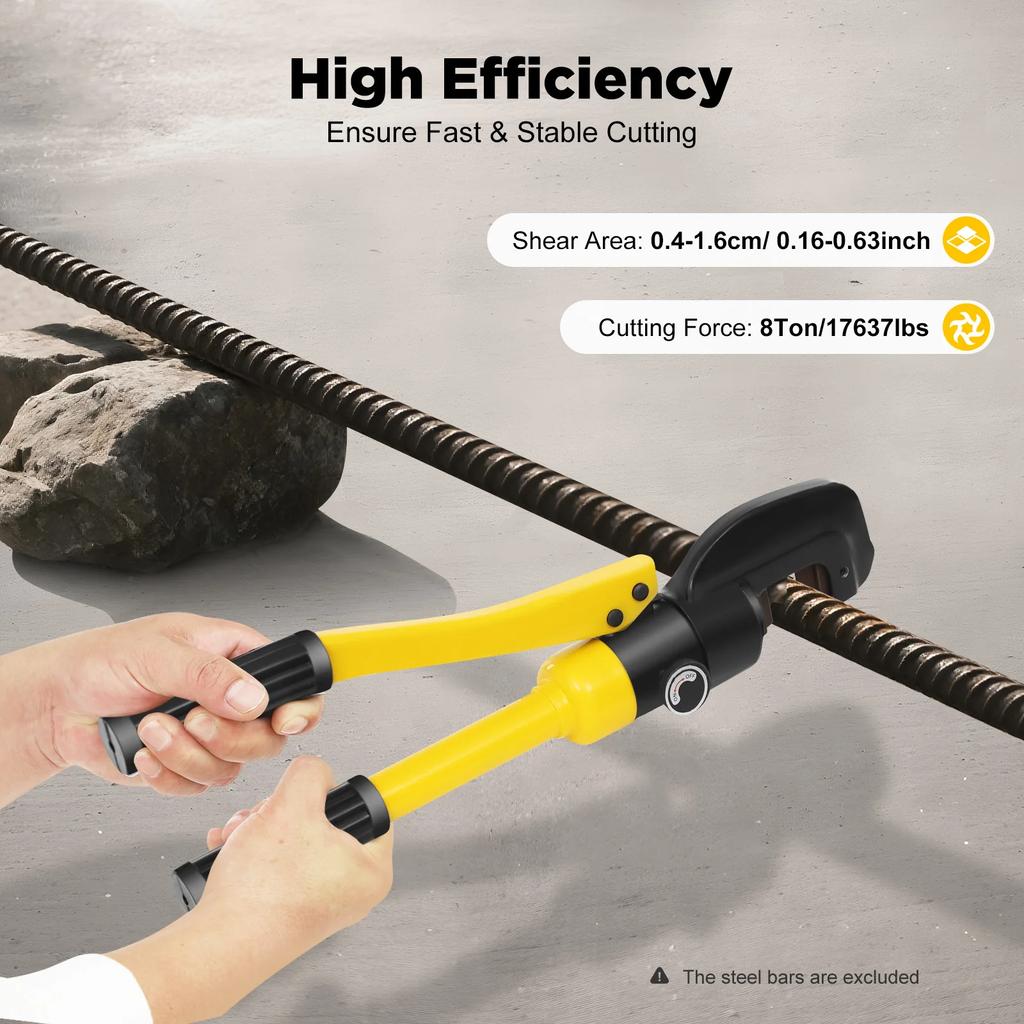 Portable 8t Hydraulic Cutter Steel Cutter,Hydraulic Bolt Cutter 4mm-16mm W/Case&Hex Key,C-Shaped Head,0.16-0.63in Cutting Range